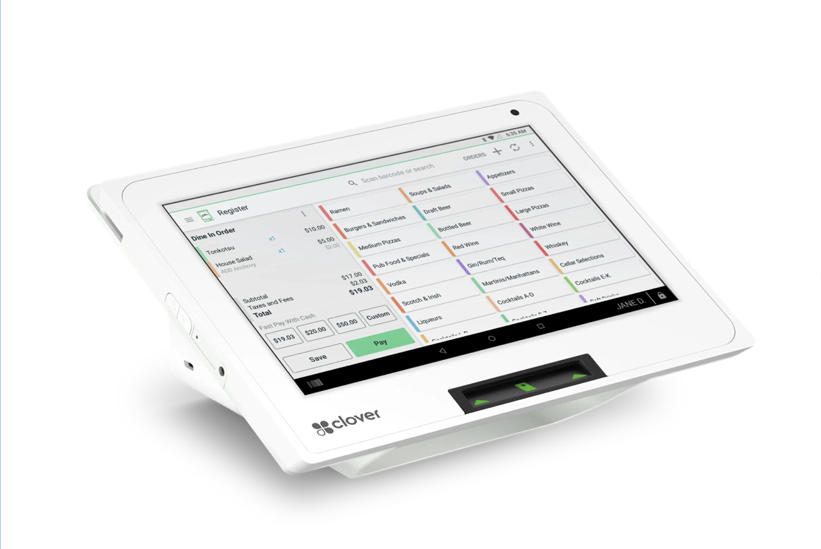 Clover Station POS with restaurant register interface